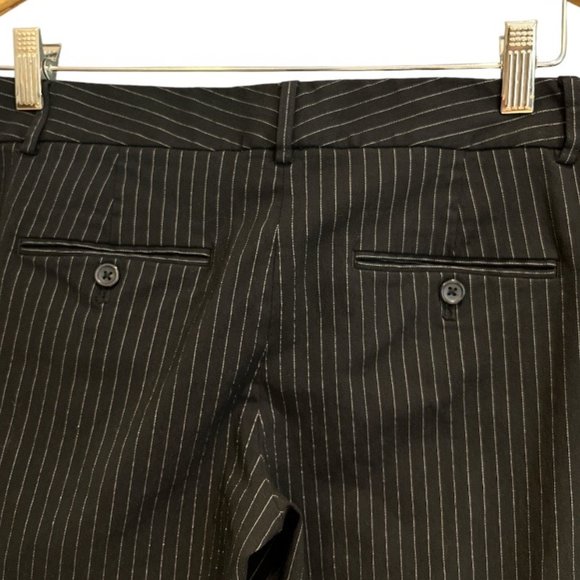 EXPRESS DESIGN STUDIO Editor Flare Pants Size 4R Pinstripe Black - Picture 8 of 10